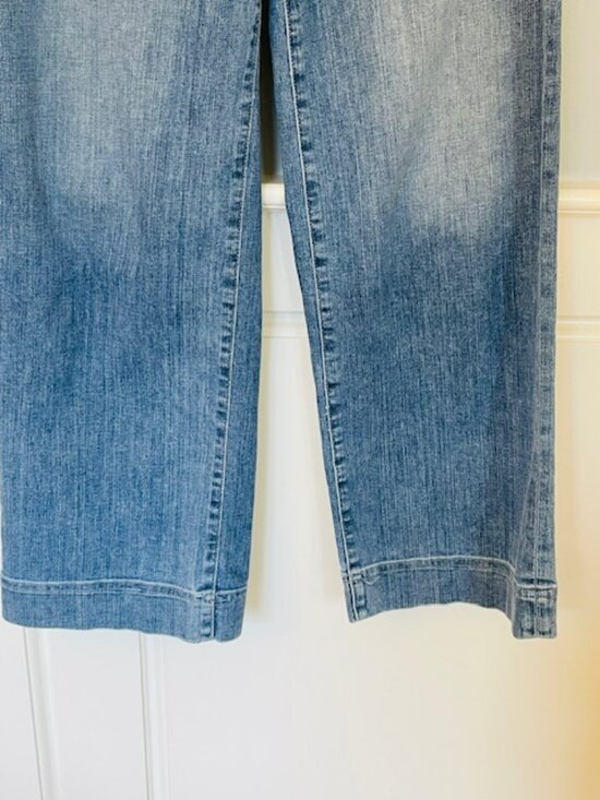 Ann Mashburn Wide Leg Jeans Coco Column Patch Pocket Stretch Denim 25 - Picture 5 of 11